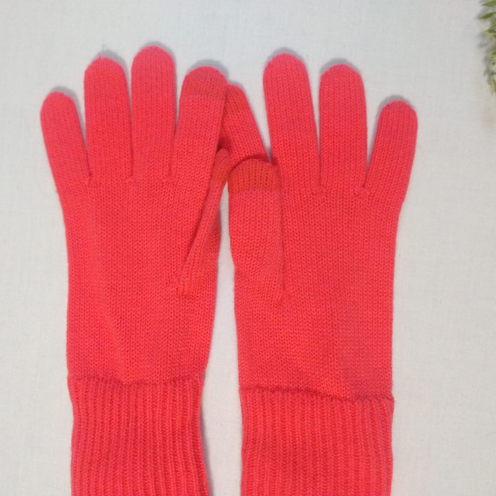 UR Powered Women's One Size OS Pink Ribbed Winter Soft Wool Blend Gloves Mittens